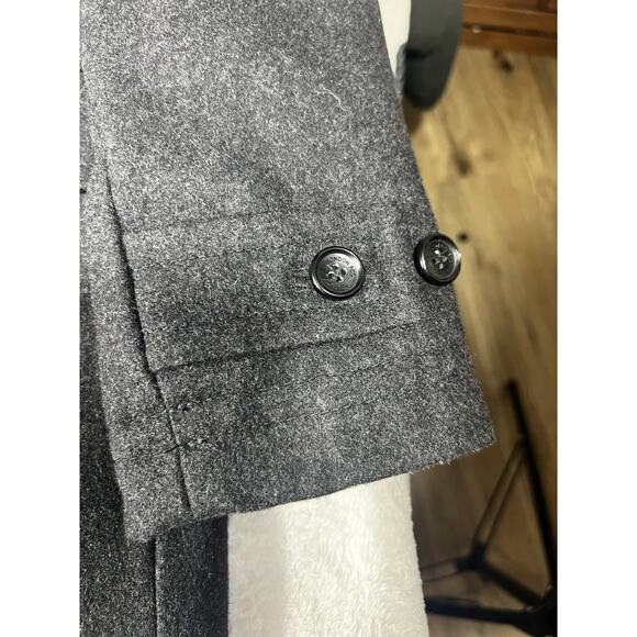 London Fog Mens Coat Gray Long Sleeve Sz Large L Button Up Wool Blend Dry Clean - Picture 8 of 16